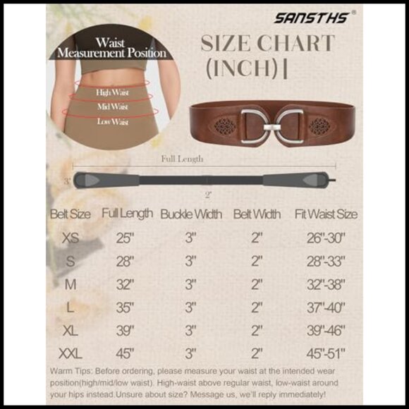 Vintage Wide Stretchy Belt Chunky Buckle Elastic Adjustable Waist Belt
